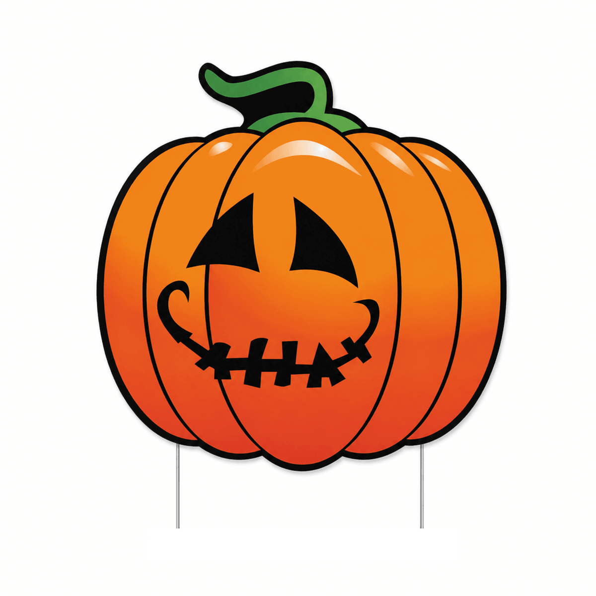 44" Happy Jack-O'-Lantern Pumpkin Halloween Yard Decoration – Giant Outdoor Pumpkin Sign with Stakes