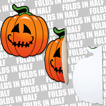 44" Happy Jack-O'-Lantern Pumpkin Halloween Yard Decoration – Giant Outdoor Pumpkin Sign with Stakes