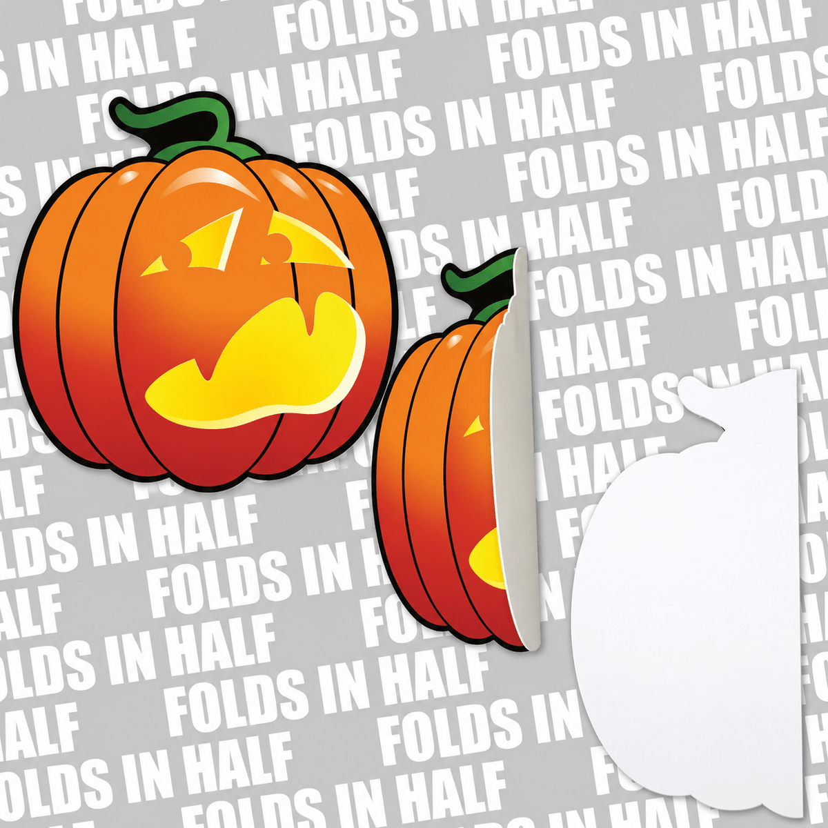 44" Scared Jack-O'-Lantern Pumpkin Halloween Yard Decoration – Giant Outdoor Pumpkin Sign with Stakes
