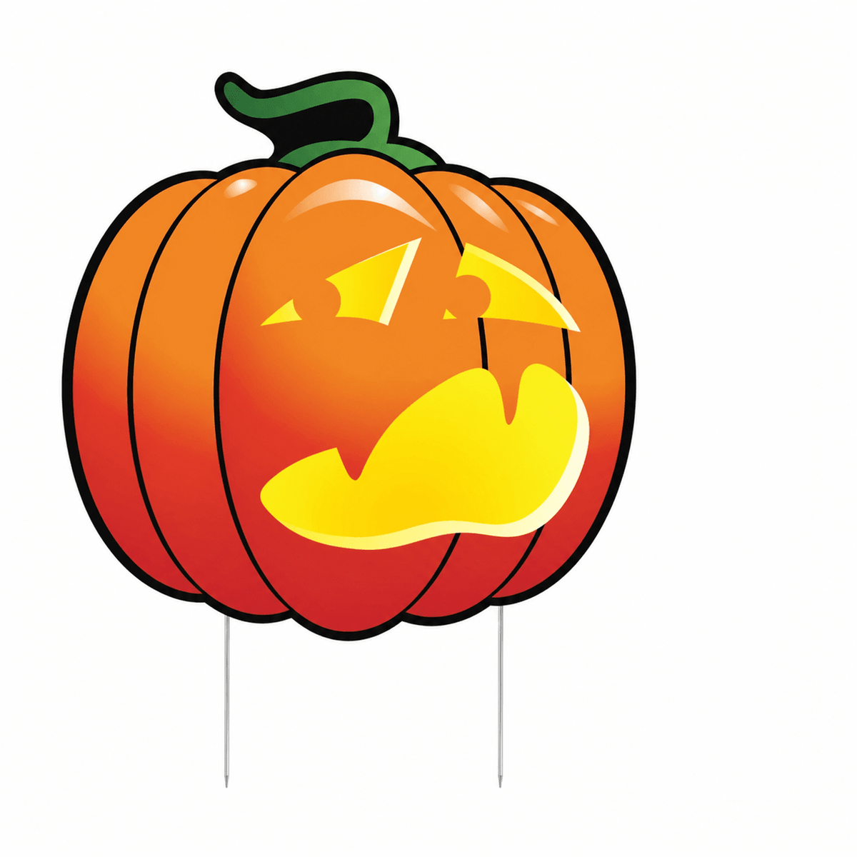 44" Scared Jack-O'-Lantern Pumpkin Halloween Yard Decoration – Giant Outdoor Pumpkin Sign with Stakes
