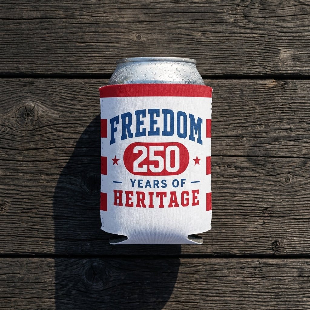 4th of July Can Coolers America's 250th Anniversary, 25 Unique Patriotic Designs, Fits 12oz Cans