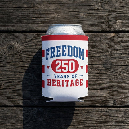 4th of July Can Coolers America's 250th Anniversary, 25 Unique Patriotic Designs, Fits 12oz Cans