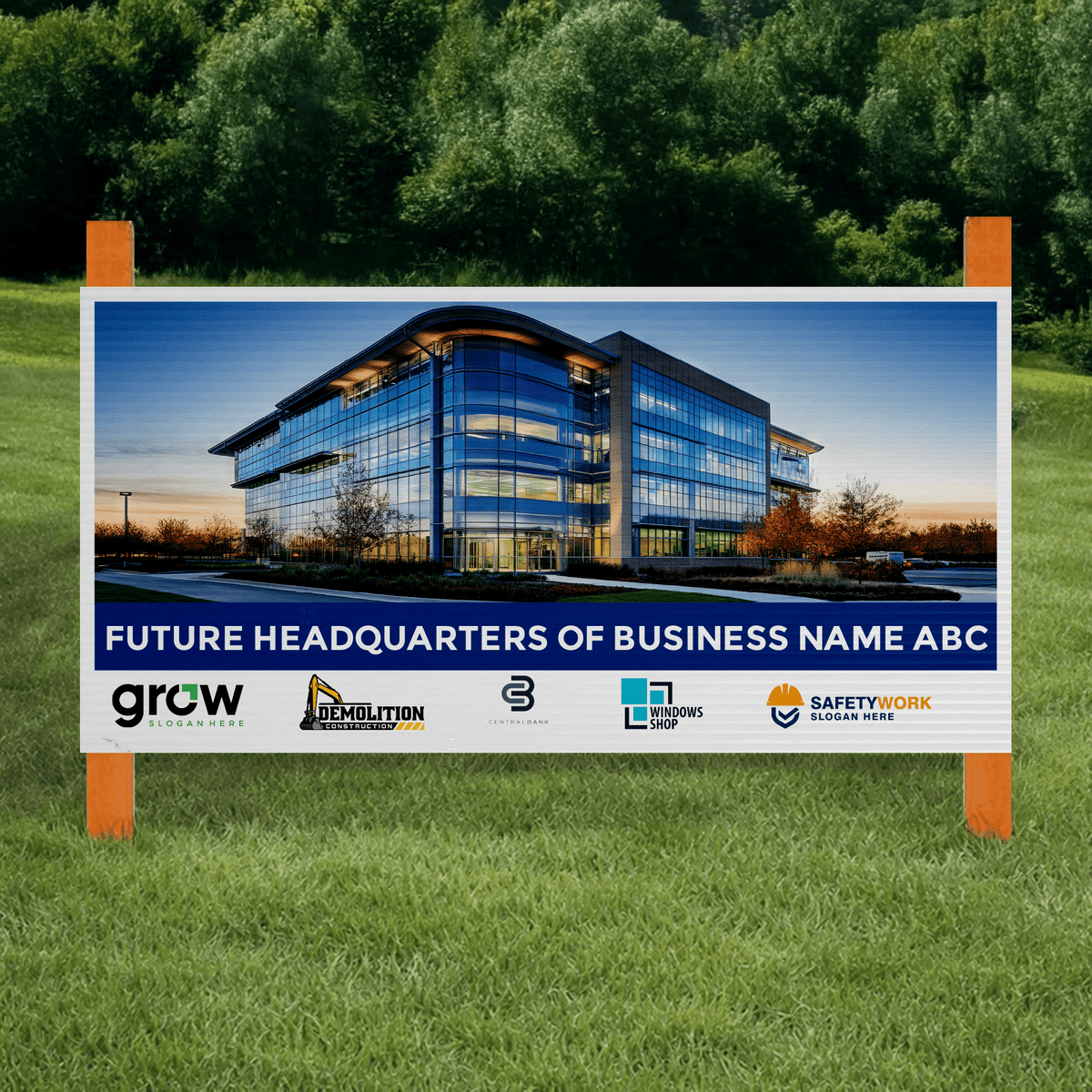 4'x8' Custom Future Headquarters Construction Site Sign, 10 mm