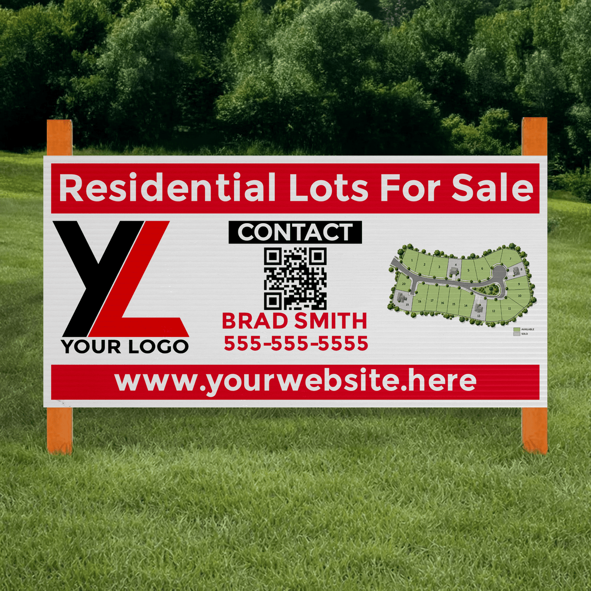 4'x8' Custom Residential Lots For Sale Road Sign, 10 mm
