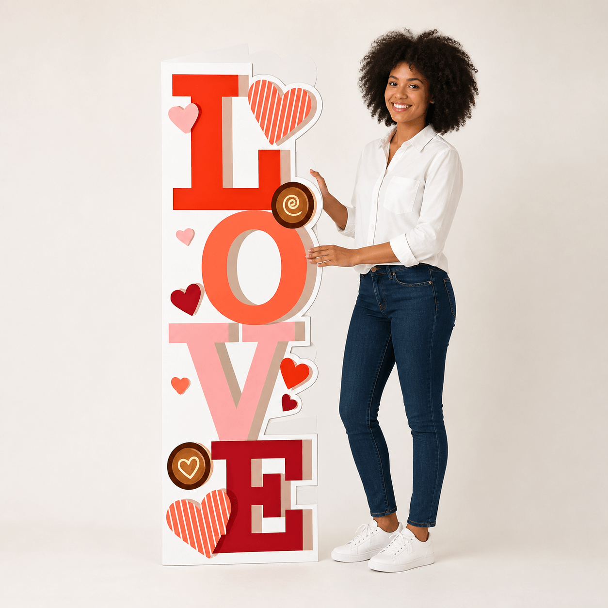 5'8" Giant Life-Sized Valentine's Day Greeting Card with Envelope – Durable Corrugated Plastic