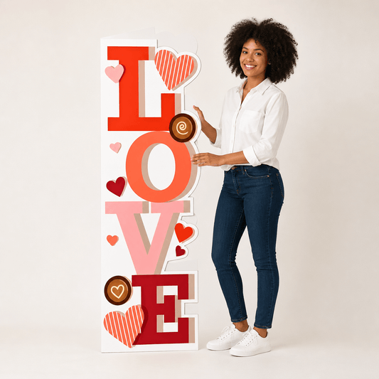 5'8" Giant Life-Sized Valentine's Day Greeting Card with Envelope – Durable Corrugated Plastic