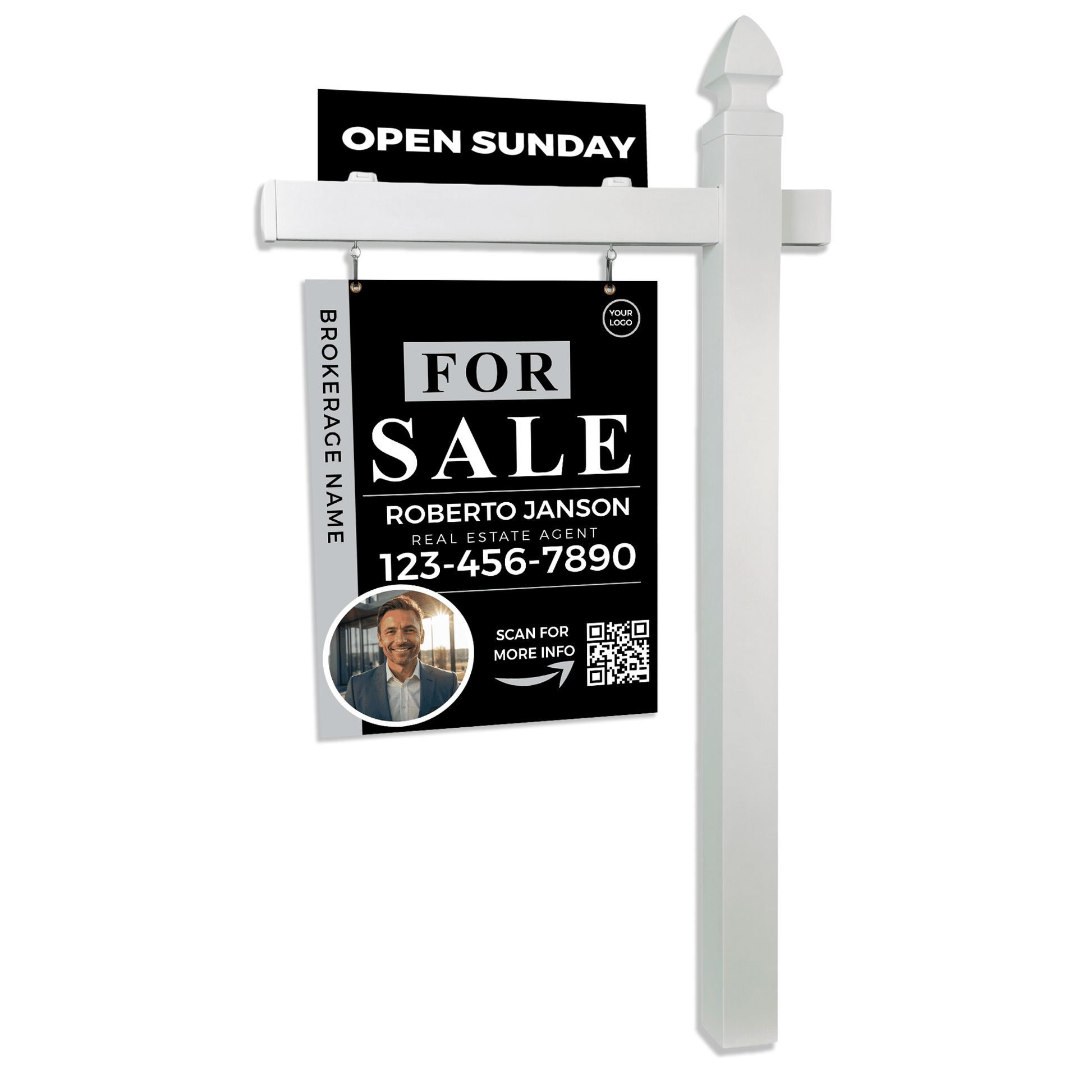 5ft Professional Real Estate Vinyl L - Frame Post 36" W, with Sliding Clips