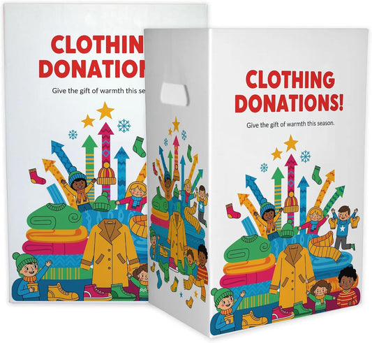 6 - Pack Clothing Donation Bin - Reuseable Corrugated Plastic Trash Cans | 36.5 Gallons