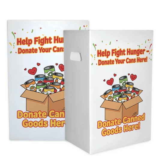 6 - Pack Food Drive Donation Bin - Reusable Corrugated Plastic Trash Cans | 22.3 Gallons