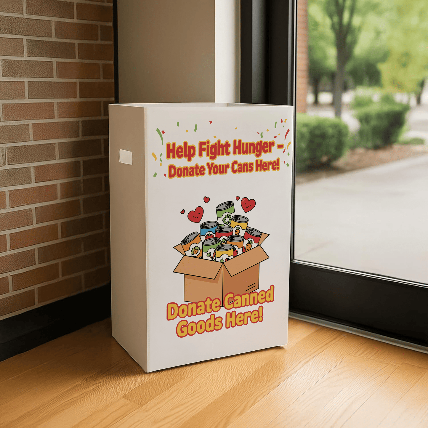 6 - Pack Food Drive Donation Bin - Reusable Corrugated Plastic Trash Cans | 22.3 Gallons