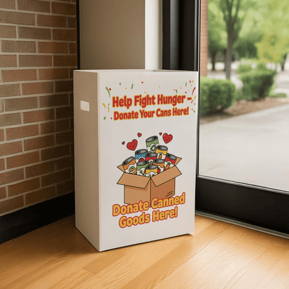 6 - Pack Food Drive Donation Bin - Reusable Corrugated Plastic Trash Cans | 22.3 Gallons