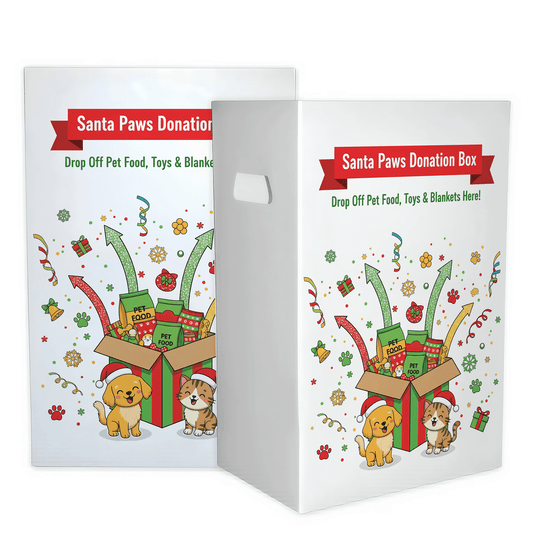 6 - Pack Pet Drive Donation Bin - Santa Paws - Reusable Corrugated Plastic Trash Cans | 22.3 Gallons