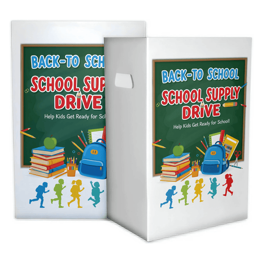 6 - Pack School Supplies Donation Bin - Back To School - Reusable Corrugated Plastic Trash Cans | 22.3 Gallons