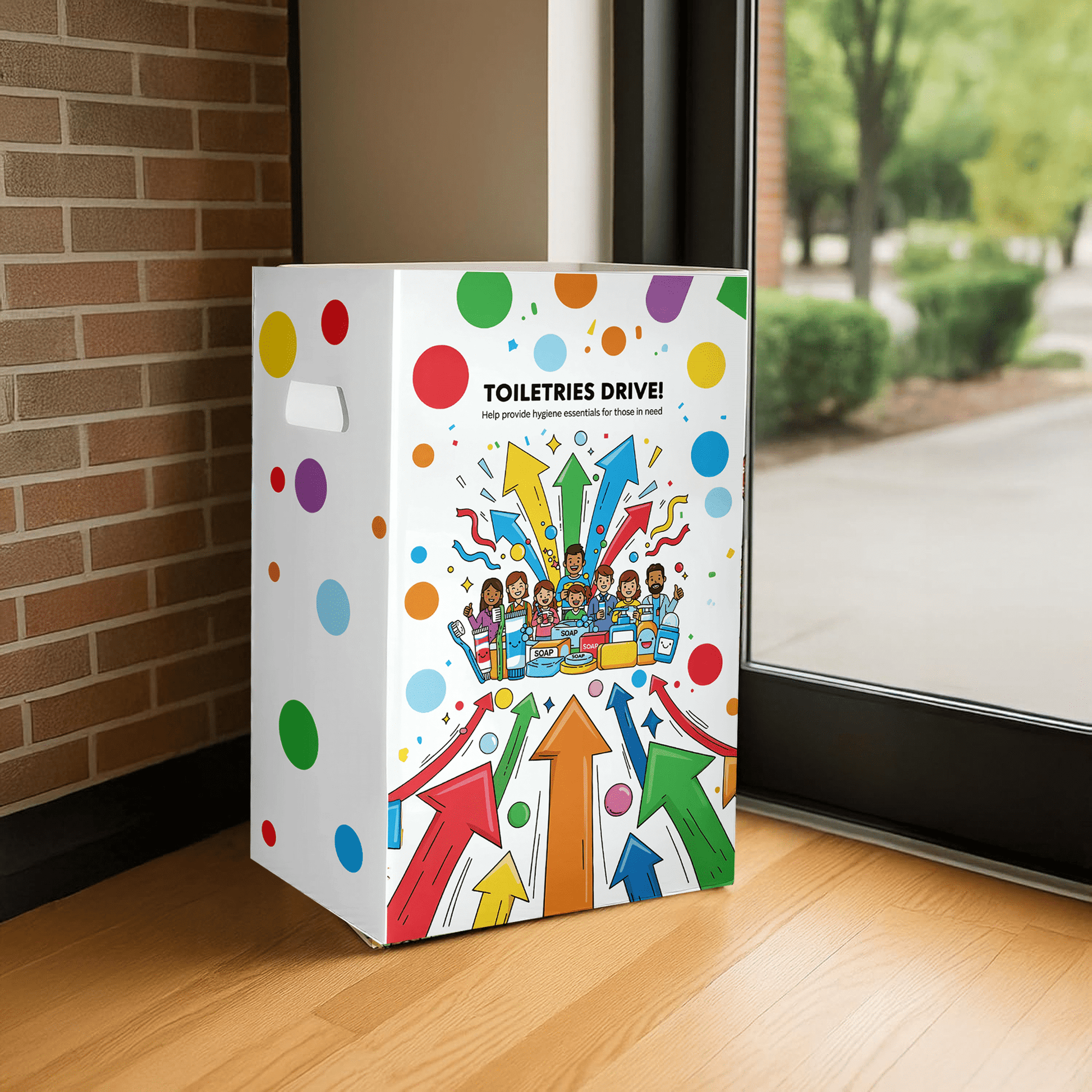 6 - Pack Toiletries Drive Donation Bin - Reusable Corrugated Plastic Trash Cans | 22.3 Gallons