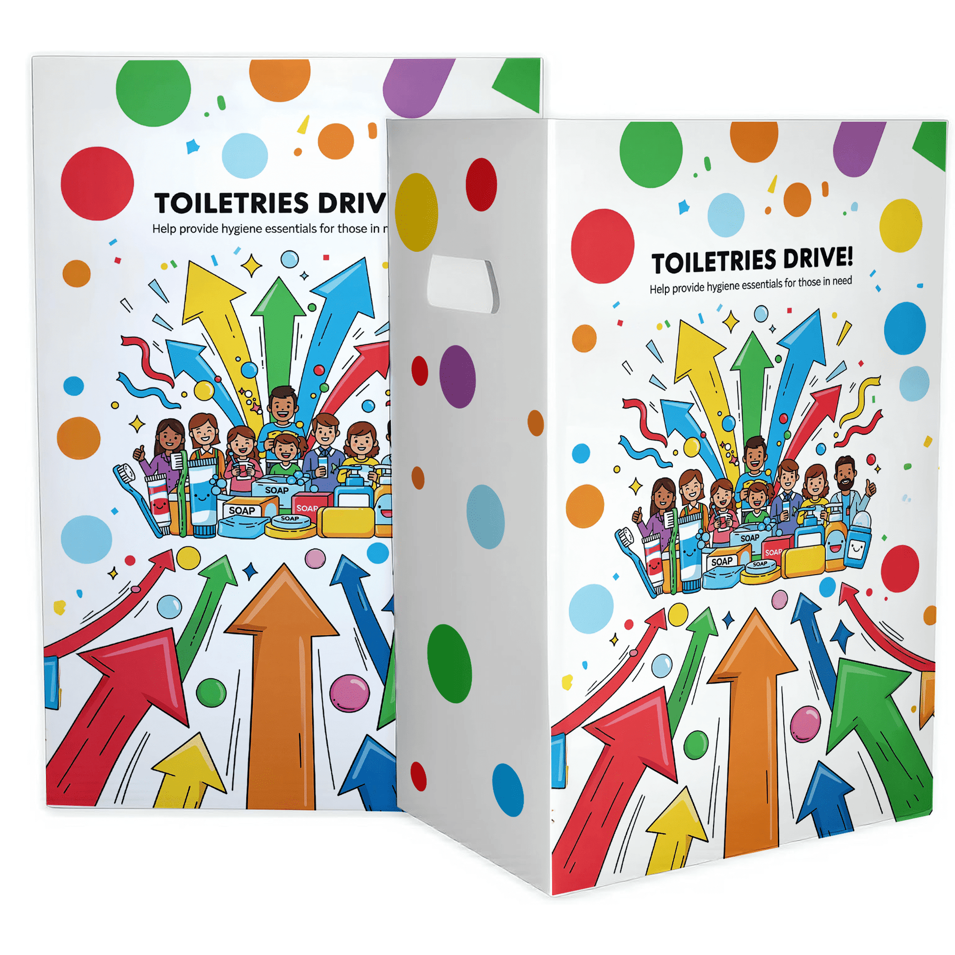 6 - Pack Toiletries Drive Donation Bin - Reusable Corrugated Plastic Trash Cans | 22.3 Gallons