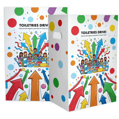 6 - Pack Toiletries Drive Donation Bin - Reusable Corrugated Plastic Trash Cans | 22.3 Gallons