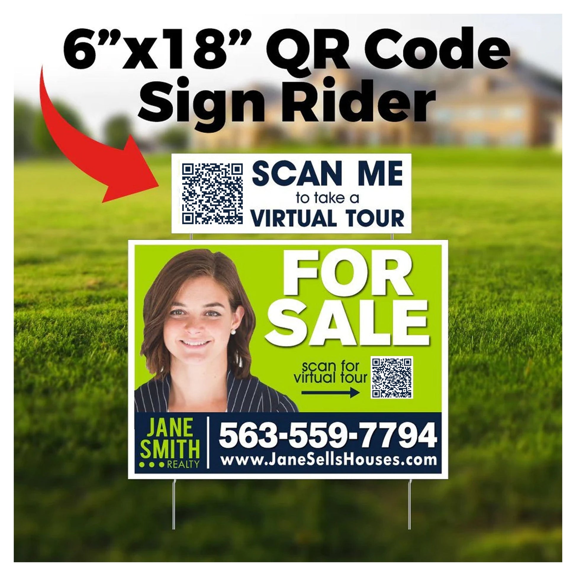 6"x18" QR Code Sign Rider for Yard Signs