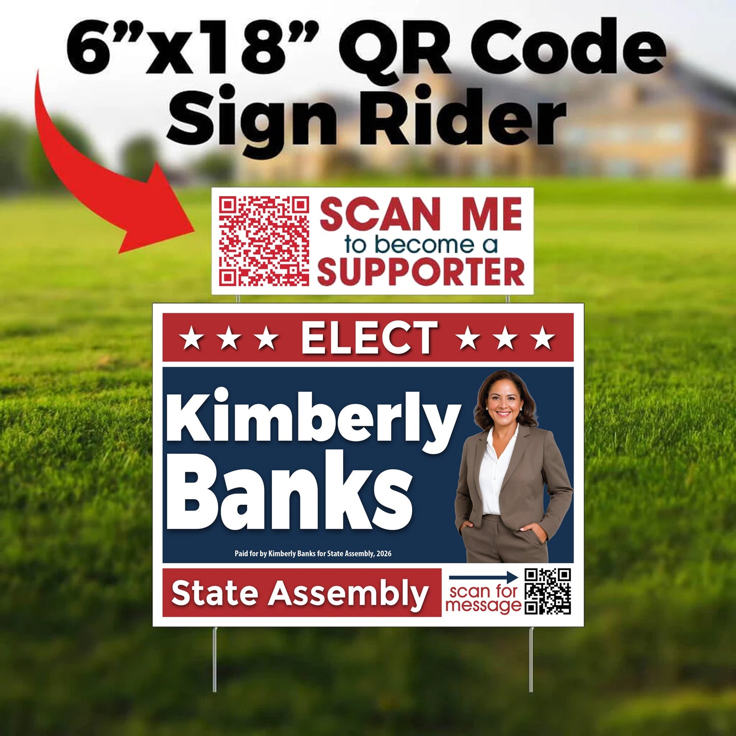 6"x18" QR Code Sign Rider for Yard Signs