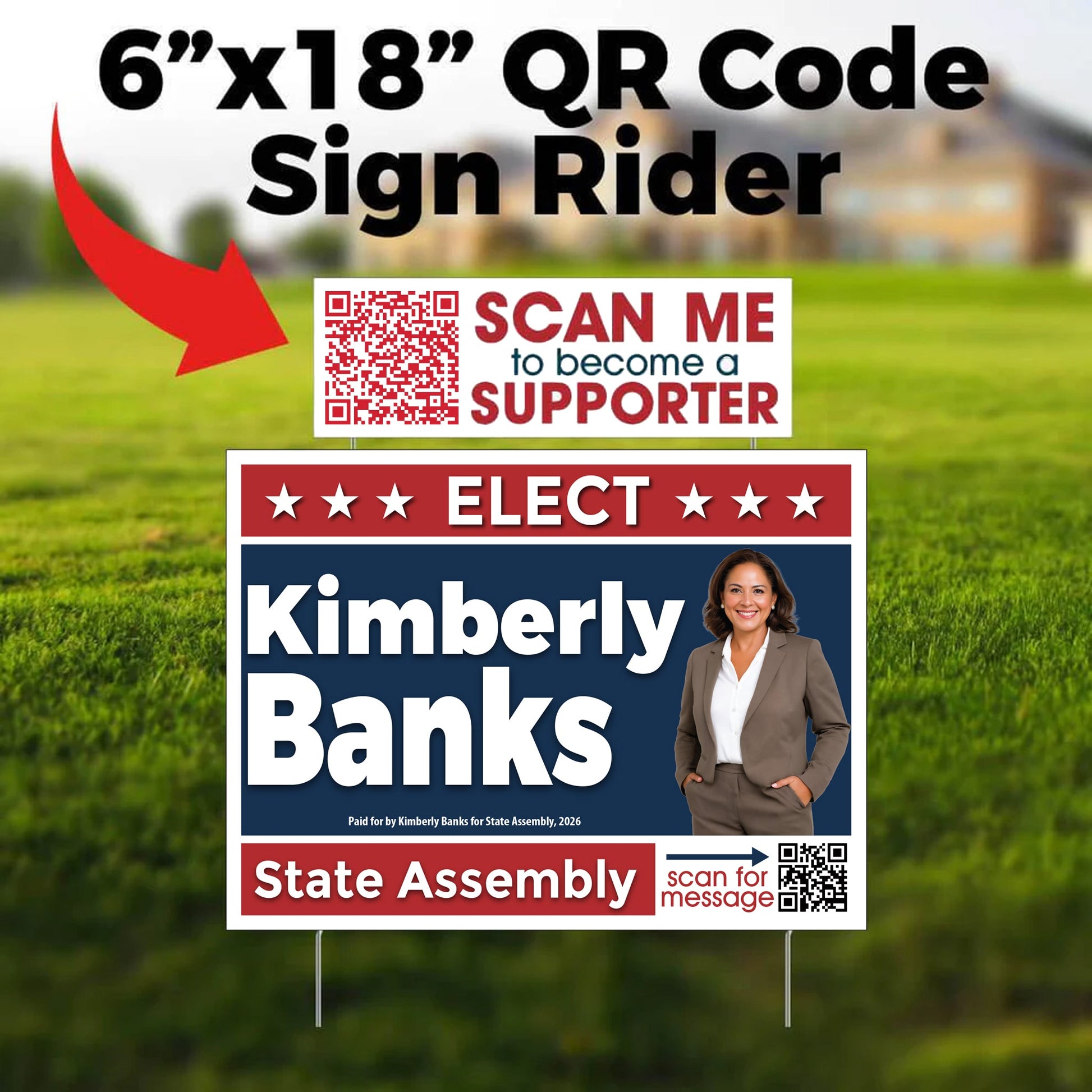 6"x18" QR Code Sign Rider for Yard Signs