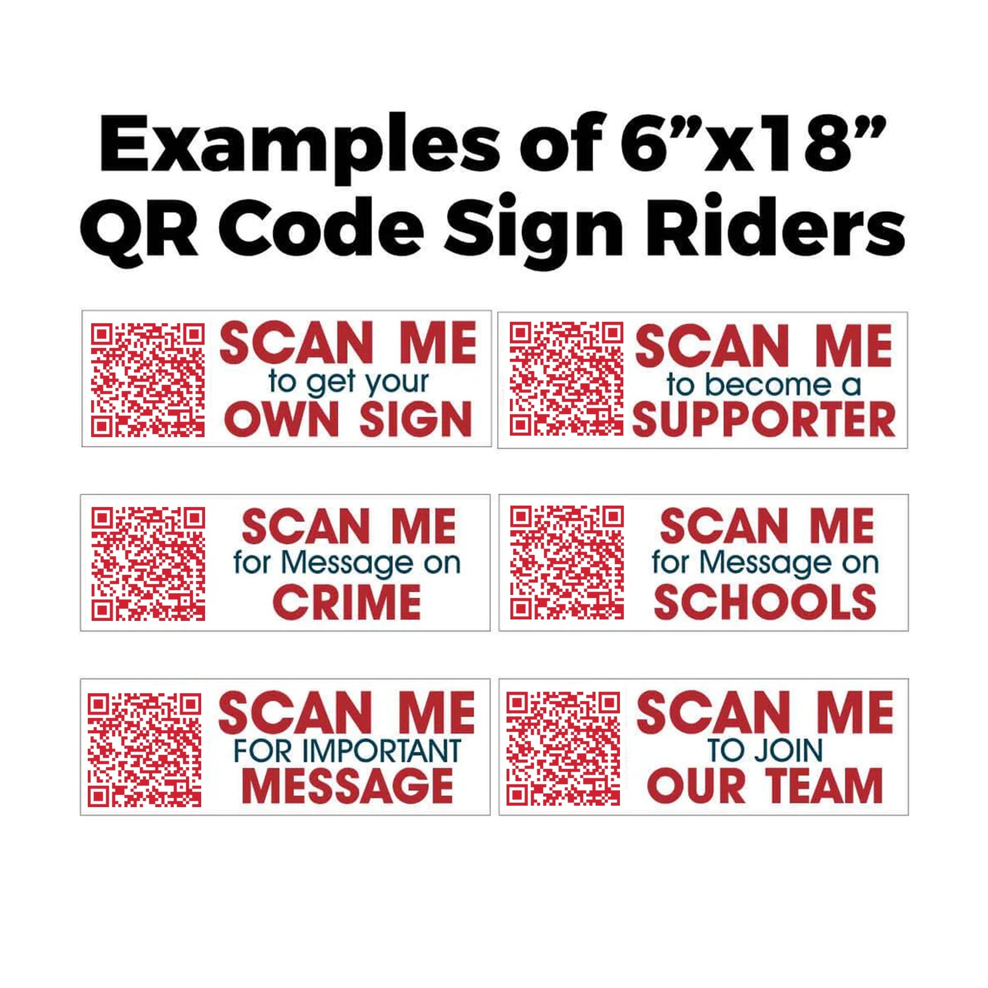 6"x18" QR Code Sign Rider for Yard Signs