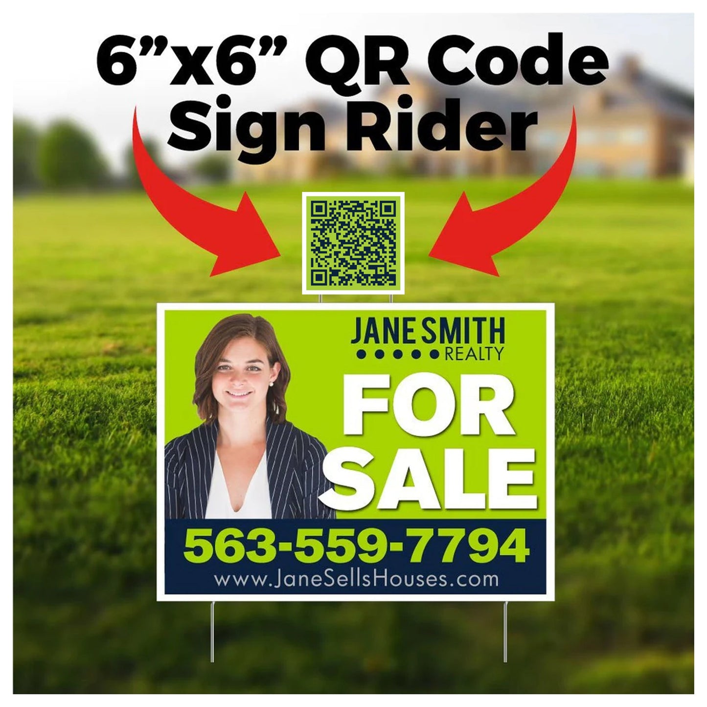 6"x6" QR Code Sign Rider for Political Yard Signs