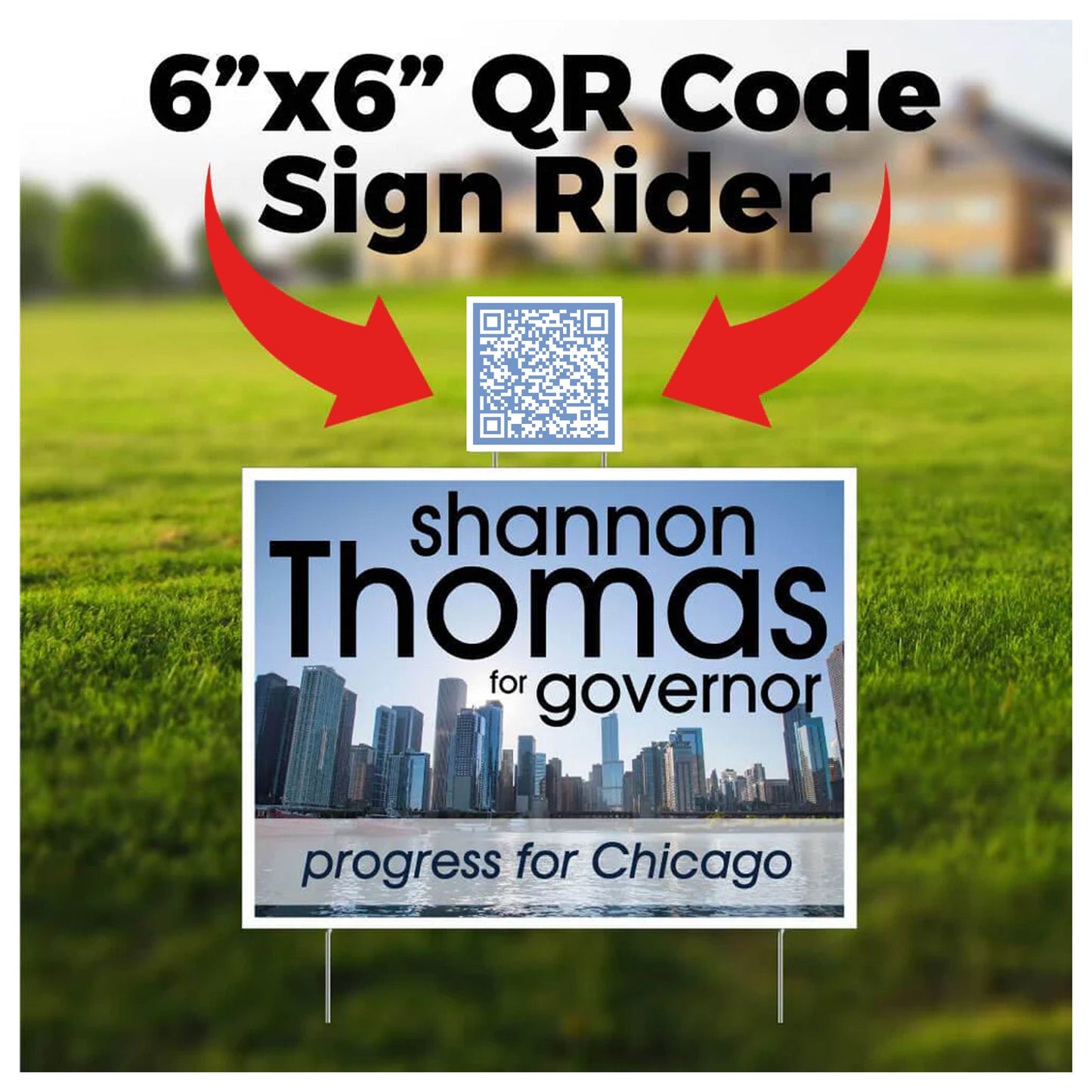 6"x6" QR Code Sign Rider for Political Yard Signs
