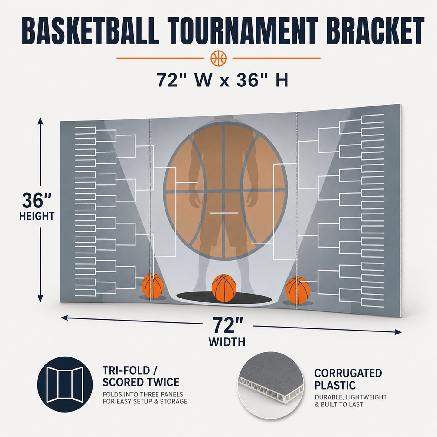 72"x36" Giant Basketball Tournament Bracket Sign