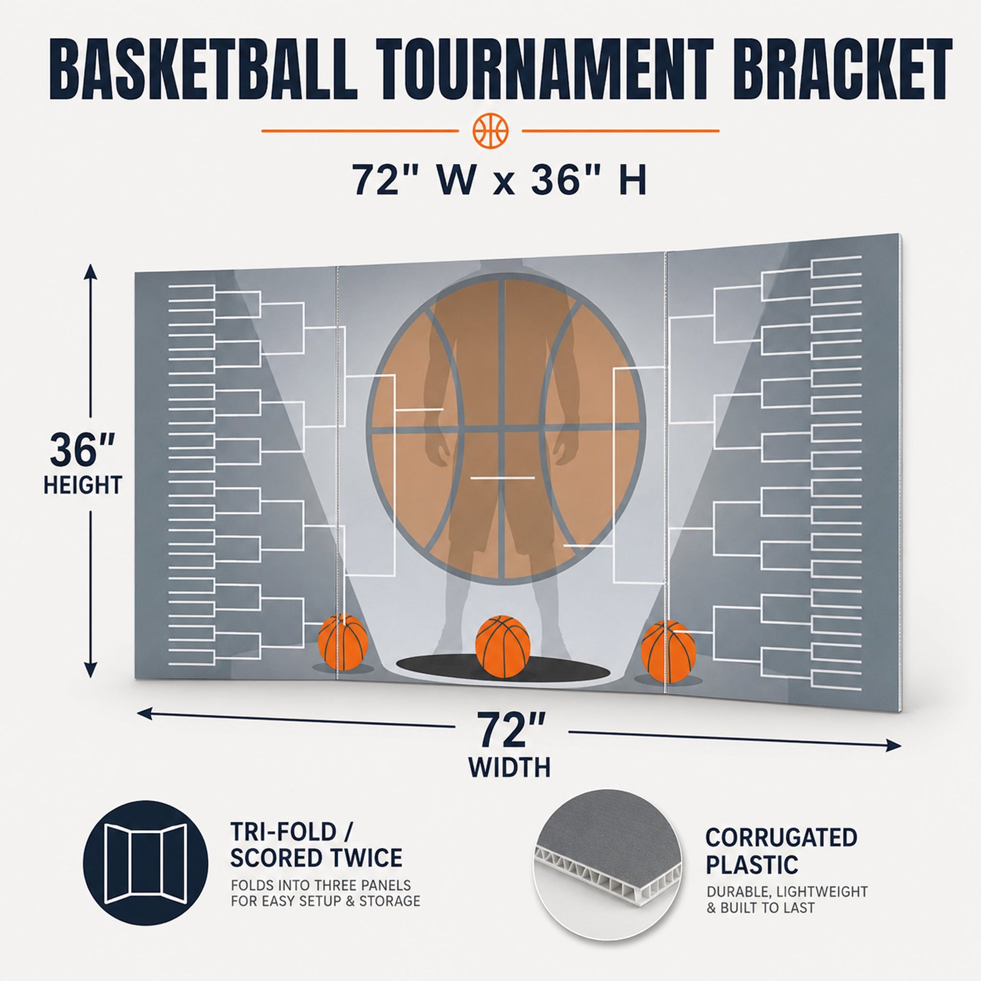 72"x36" Giant Basketball Tournament Bracket Sign