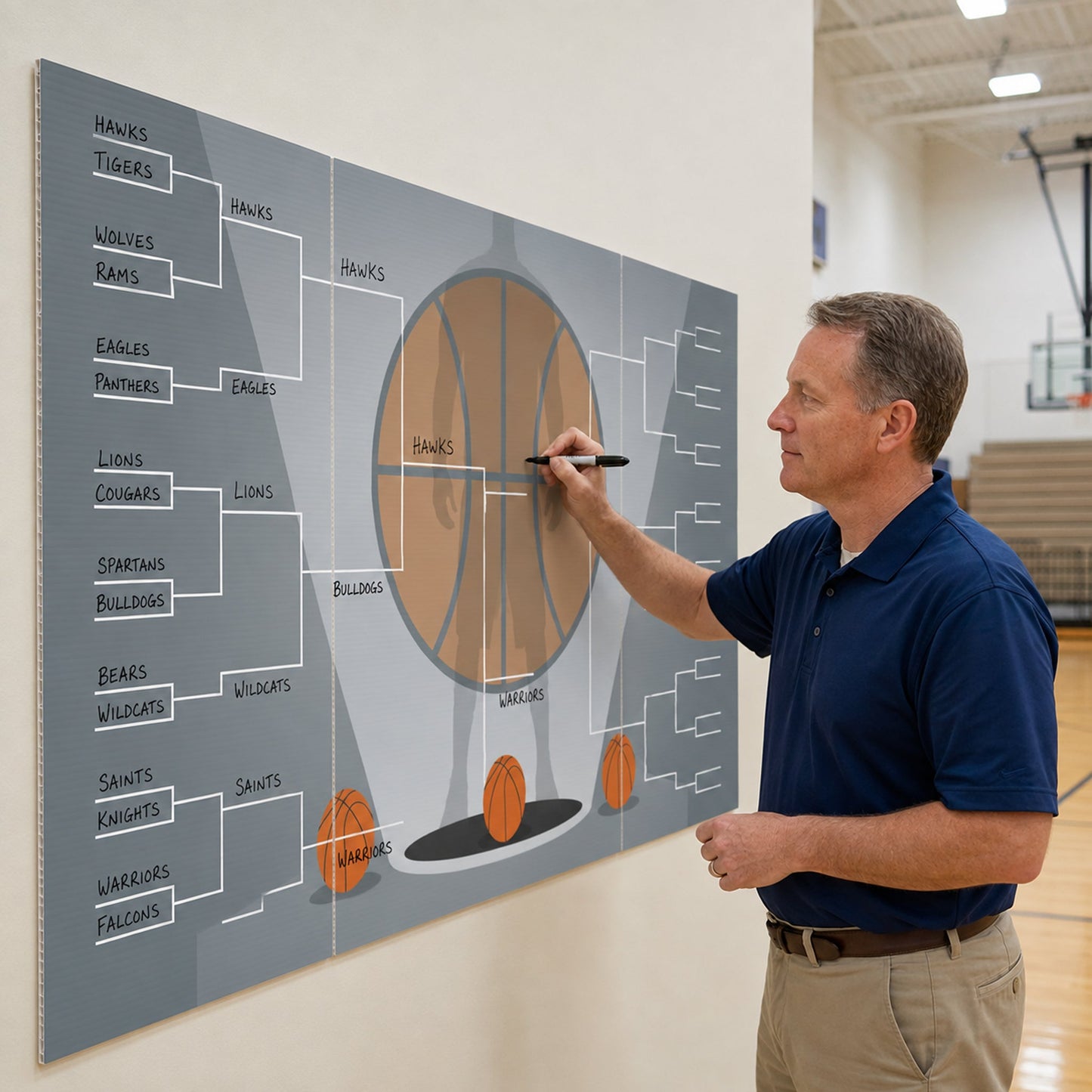 72"x36" Giant Basketball Tournament Bracket Sign