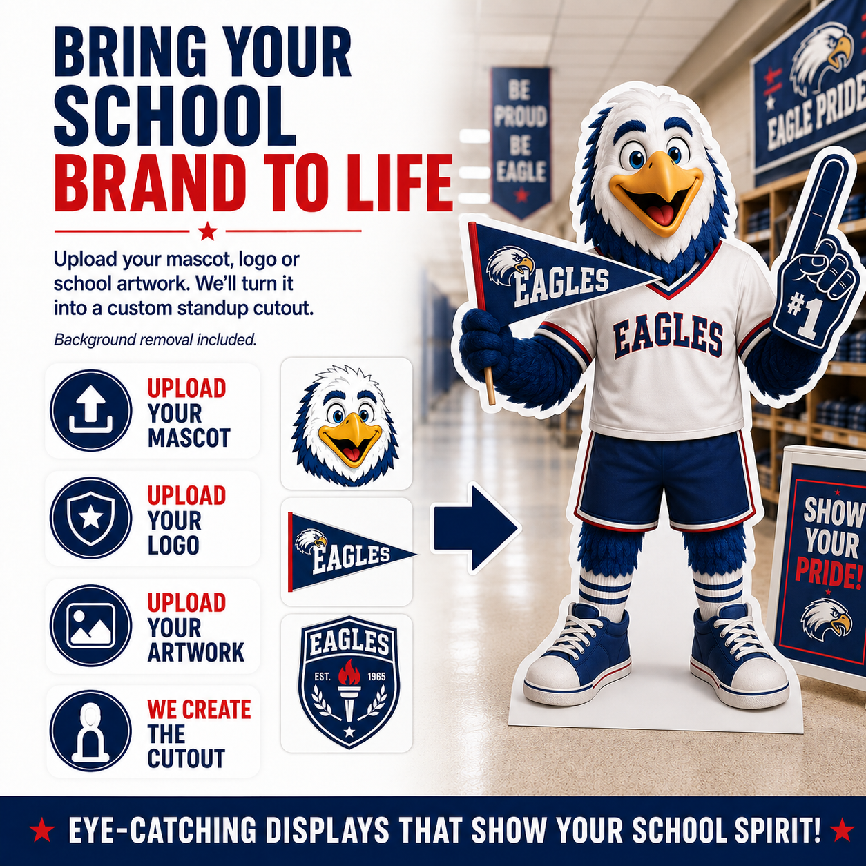 Custom School Mascot Standup Cutouts & School Spirit Displays