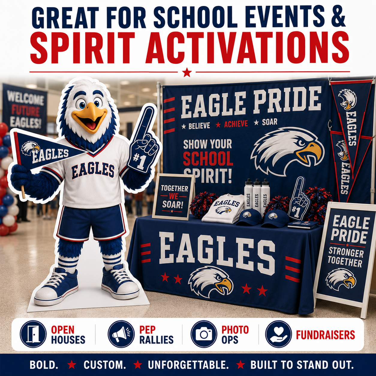Custom School Mascot Standup Cutouts & School Spirit Displays