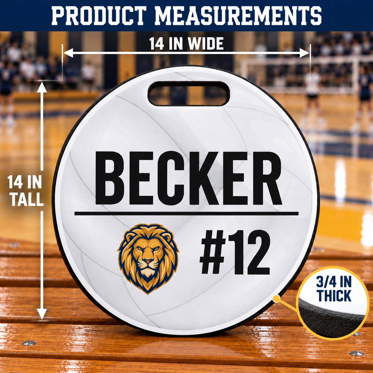 Custom Volleyball Bleacher Cushion – 14" Circle Personalized Seat Pad