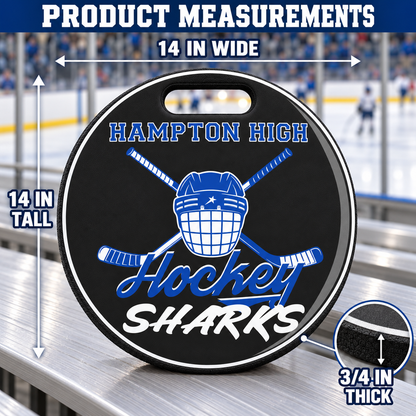 Custom Hockey Stadium Cushion – 14" Circle Personalized Seat Pad