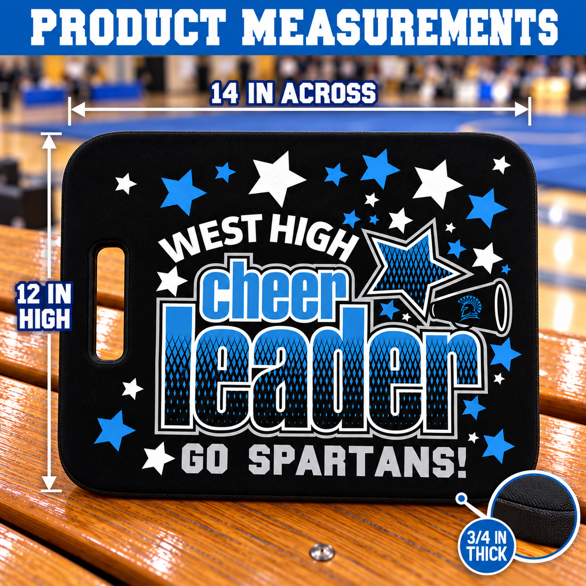 Custom Cheer Team Bleacher Cushion – Personalized Stadium Seat Pad