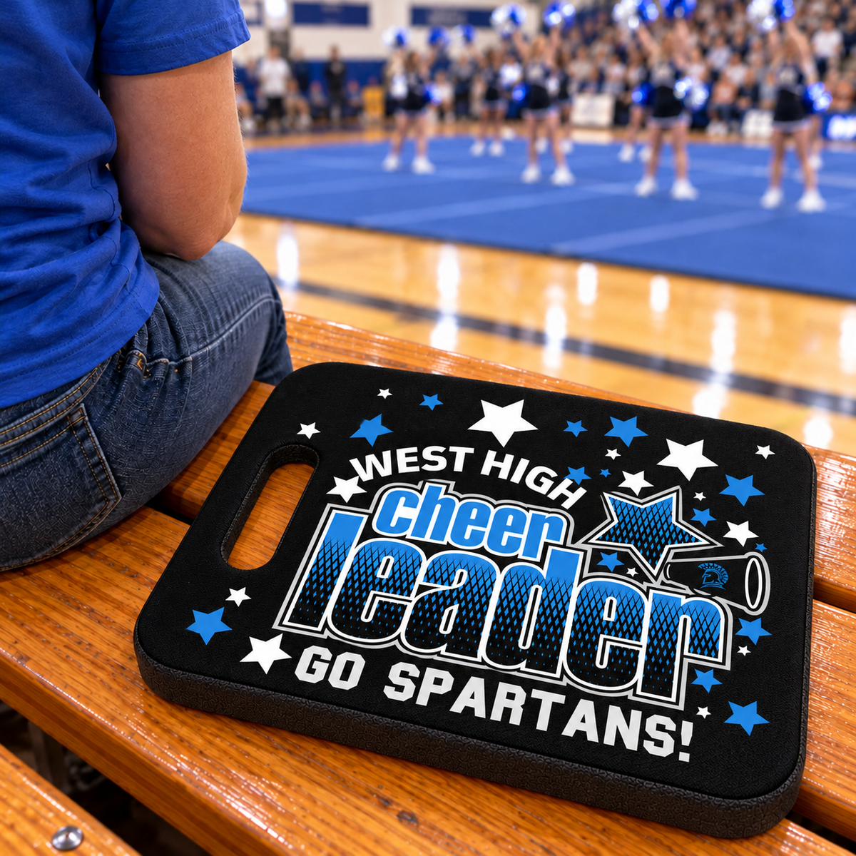 Custom Cheer Team Bleacher Cushion – Personalized Stadium Seat Pad