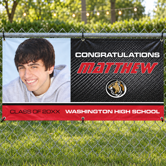Custom Graduation Banner, Carbon Fiber