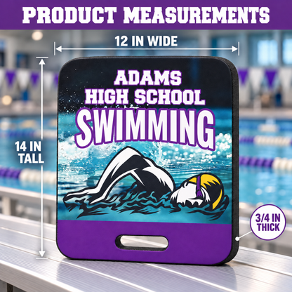 Custom Swim Team Bleacher Cushion – Personalized Stadium Seat Pad