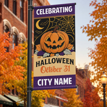 24"x48" Halloween Pole Banner, Vintage Jack-O’-Lantern