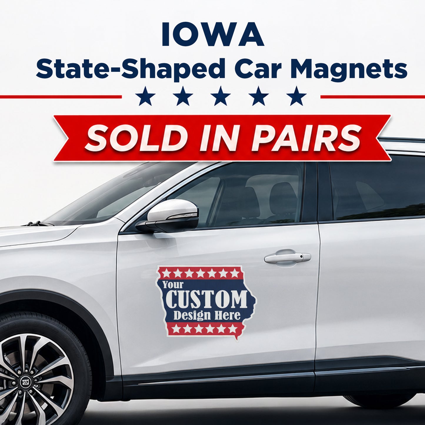 Custom State Shaped Car Magnet (Pair) 22" Magnetic Vehicle Signs by State