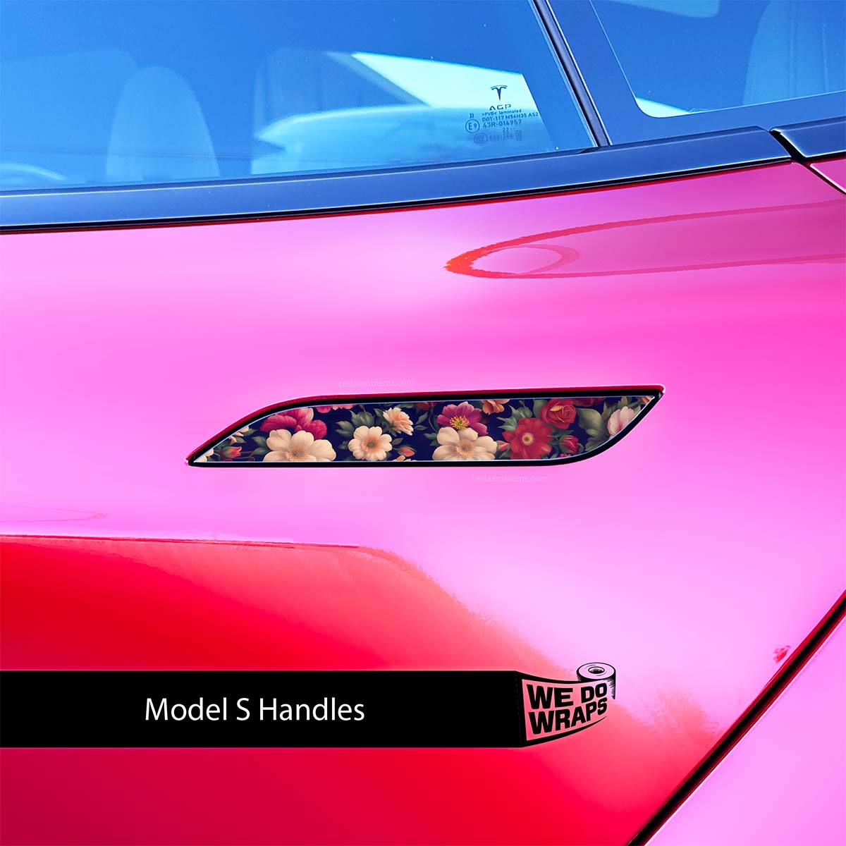 Midnight Bloom Tesla Door Handle Decals (4pcs)