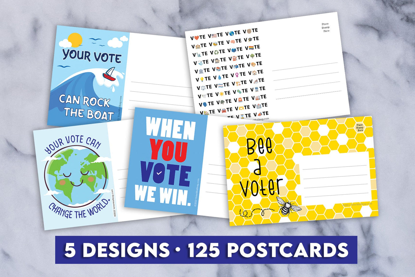 Voter Postcard Variety Pack – 125 Bulk Postcards, 5 Designs