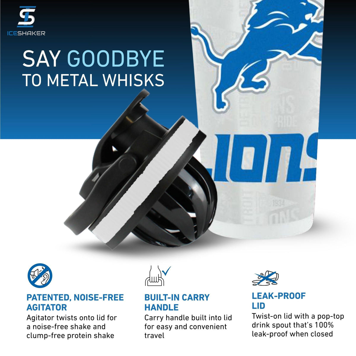 Officially Licensed Detroit Lions 26oz Ice Shaker