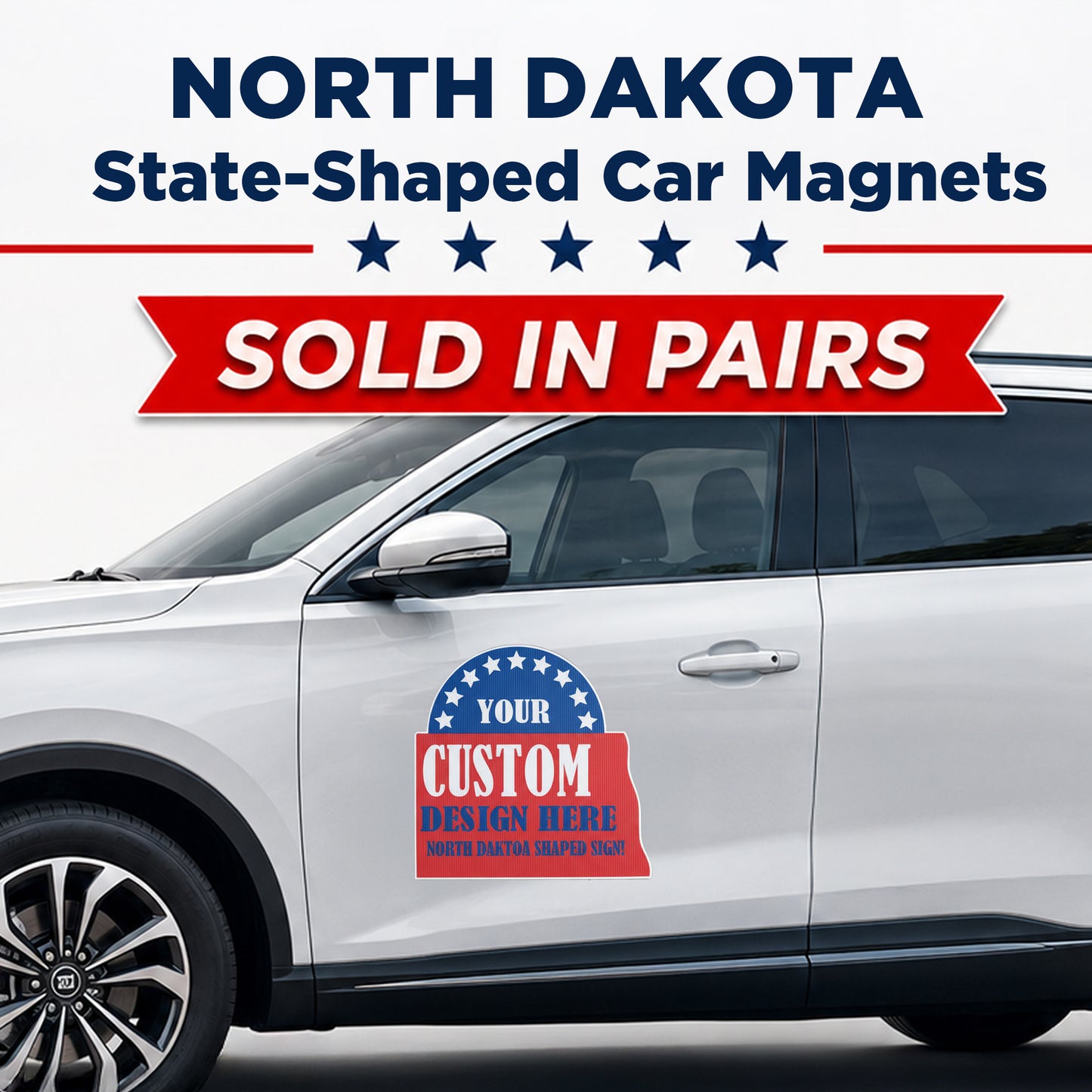 Custom State Shaped Car Magnet (Pair) 22" Magnetic Vehicle Signs by State