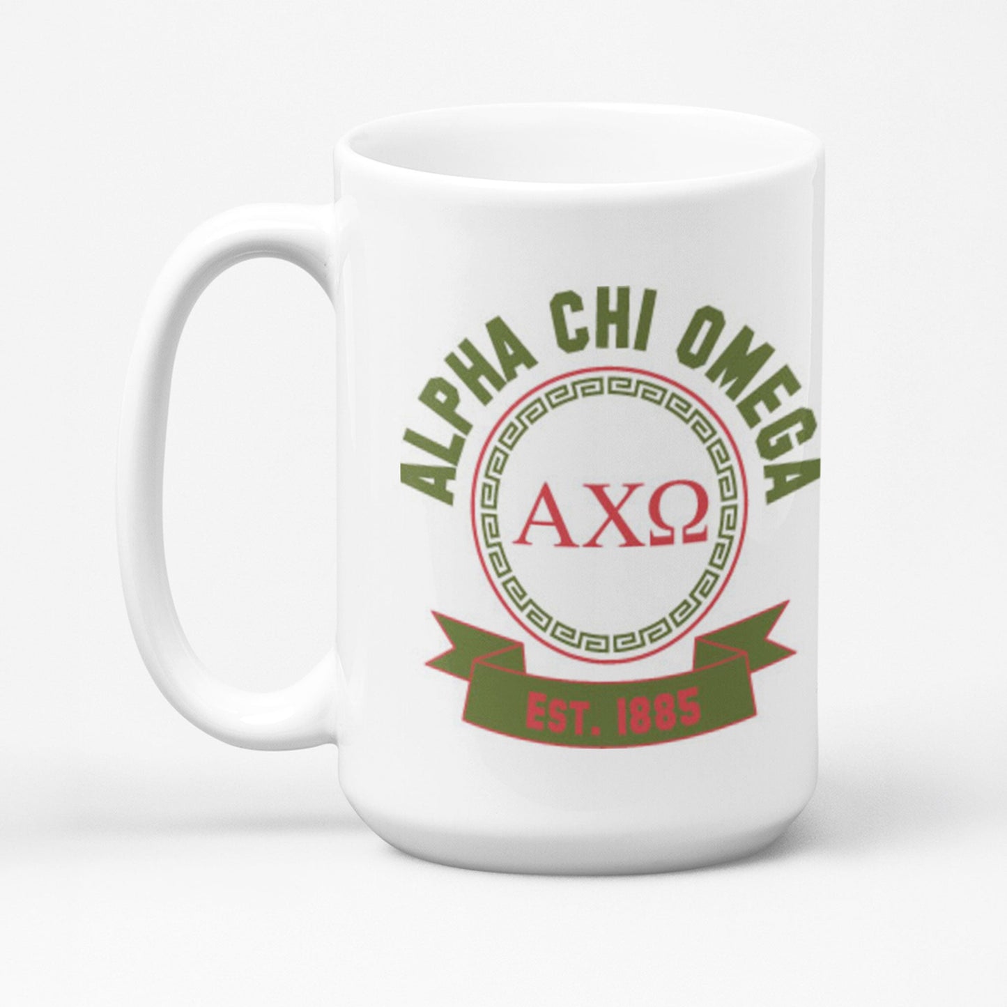 Alpha Chi Omega 15oz Coffee Mug – Double - Sided AXO Sorority Ceramic Cup – Dishwasher Safe