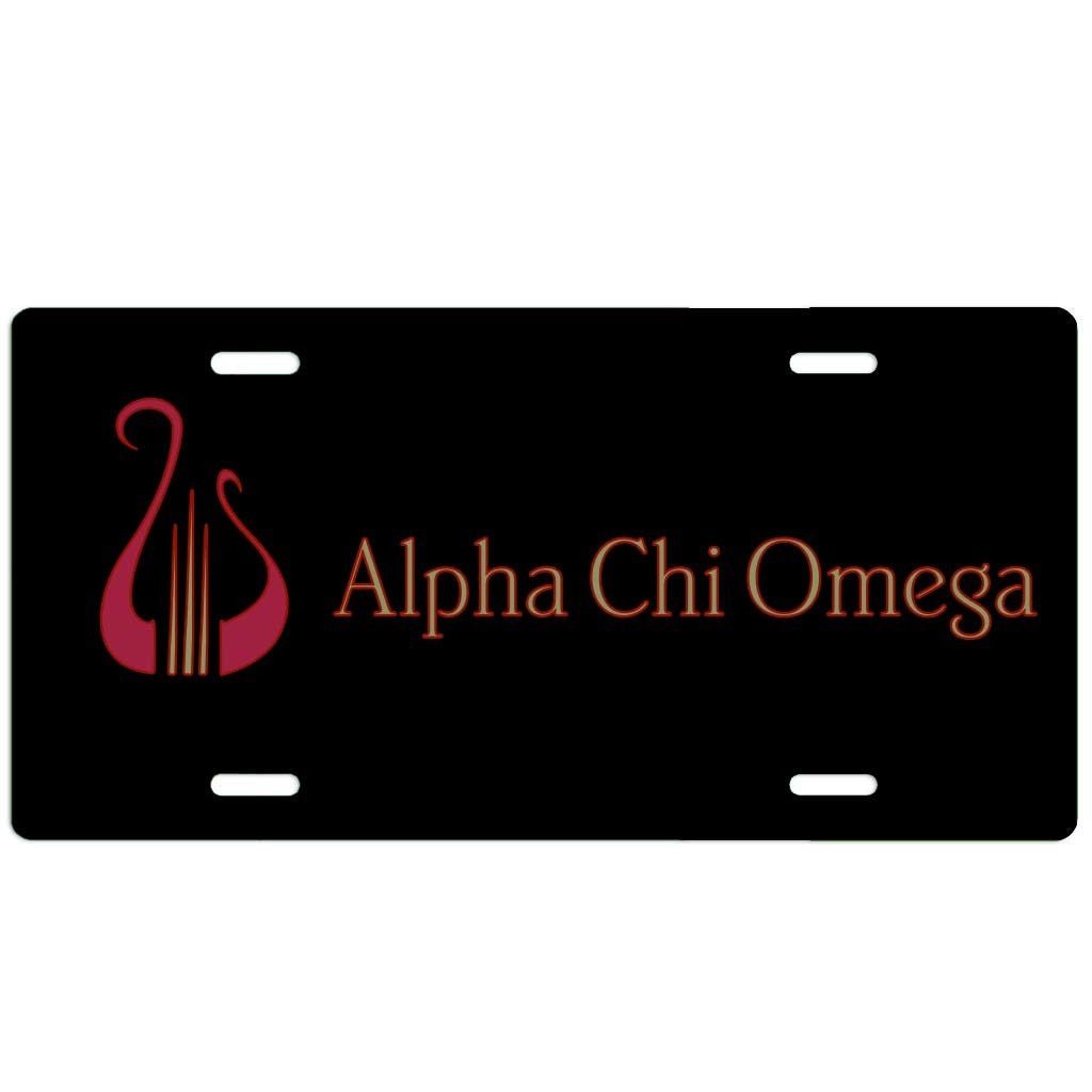 Alpha Chi Omega License Plate | Black