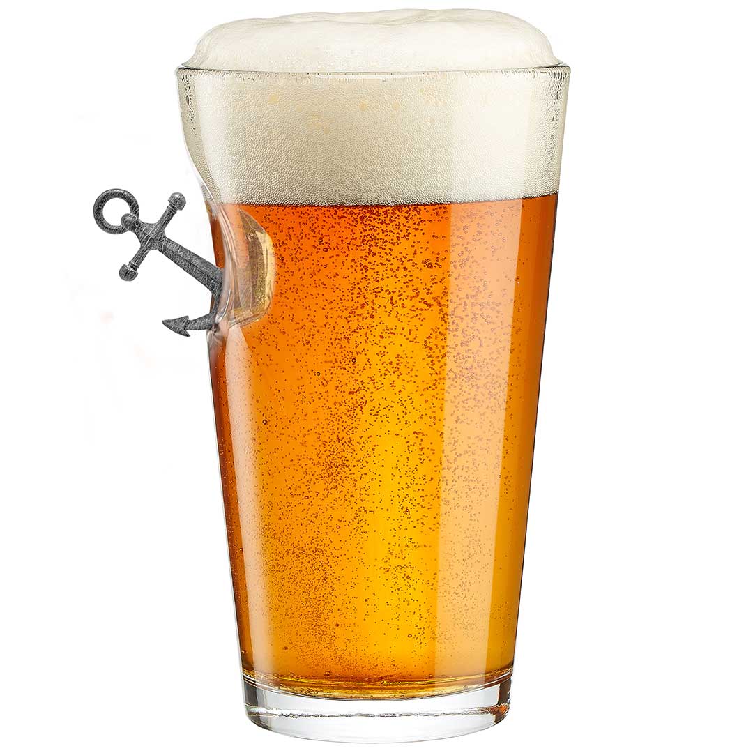 Anchor Glass – Handcrafted Glass with Metal Anchor | Nautical Gift for Sailors, Boaters & Coast Guard