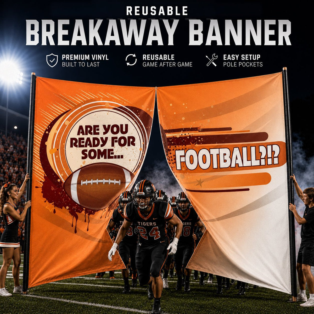 Are You Ready for Some Football? Orange Breakaway Banner