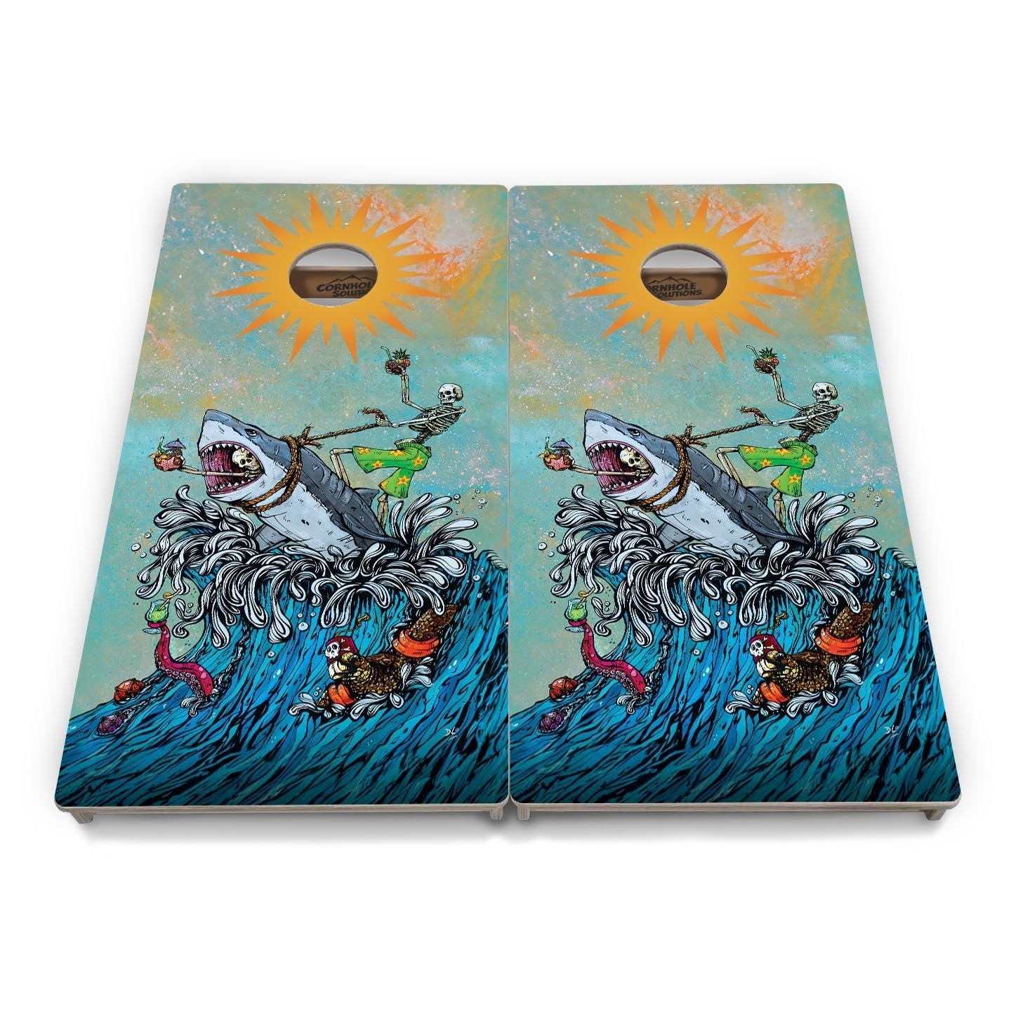 Artist Series Cornhole Boards - Professional Tournament Series - Great White Wave