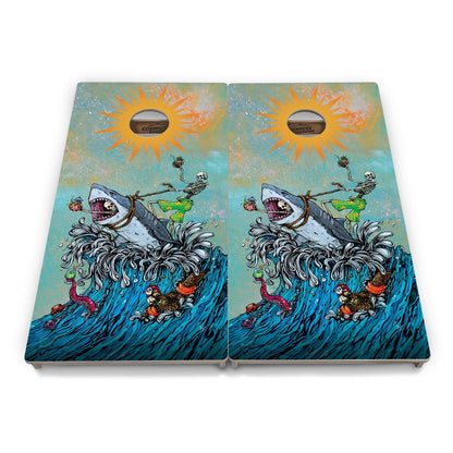 Artist Series Cornhole Boards - Professional Tournament Series - Great White Wave