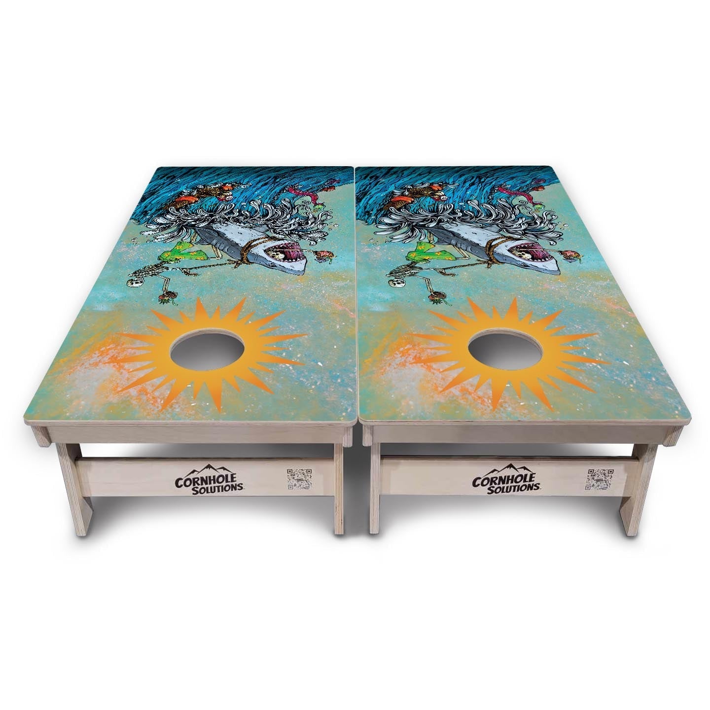 Artist Series Cornhole Boards - Professional Tournament Series - Great White Wave